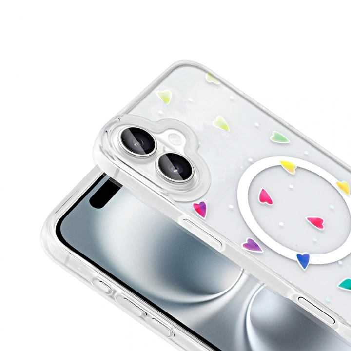 Apple iPhone 16 Plus Kılıf M-Safe Şarj Özellikli Şeffaf Redclick Folk Sert Kapak