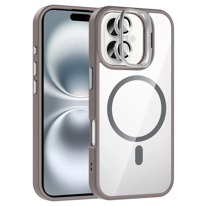Apple iPhone 16 Plus Kılıf Standlı ve Kamera Lens Hediyeli M-Safe Şarj Özellikli Redclick Etro Kapak