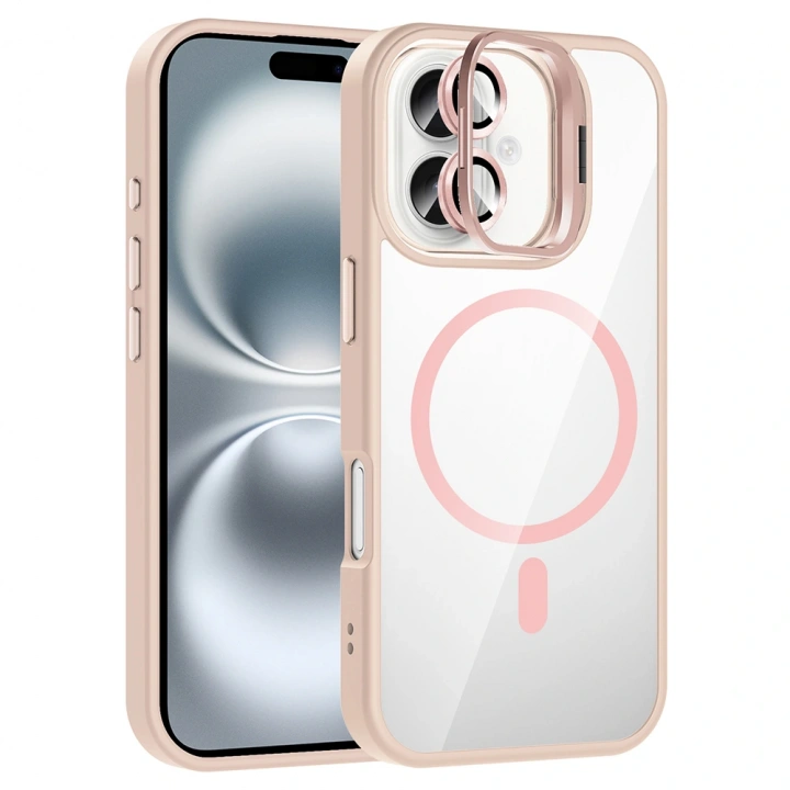 Apple iPhone 16 Plus Kılıf Standlı ve Kamera Lens Hediyeli M-Safe Şarj Özellikli Redclick Etro Kapak