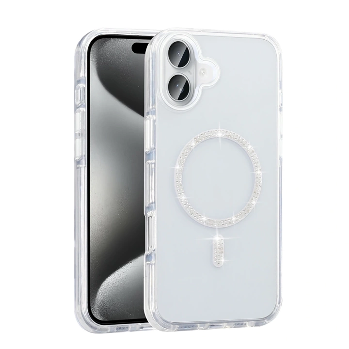 Apple iPhone 16 Plus Kılıf Taşlı Tasarım M-safe Şarj Özellikli Redclick Koment Silikon Kapak