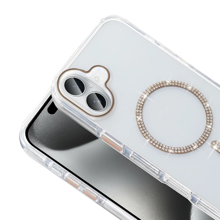 Apple iPhone 16 Plus Kılıf Taşlı Tasarım M-safe Şarj Özellikli Redclick Koment Silikon Kapak