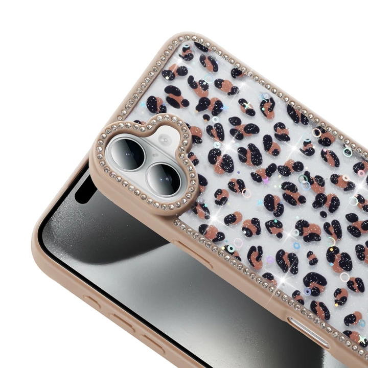 Apple iPhone 16 Plus Kılıf Taşlı ve Simli Tasarım Redclick Azra Kapak