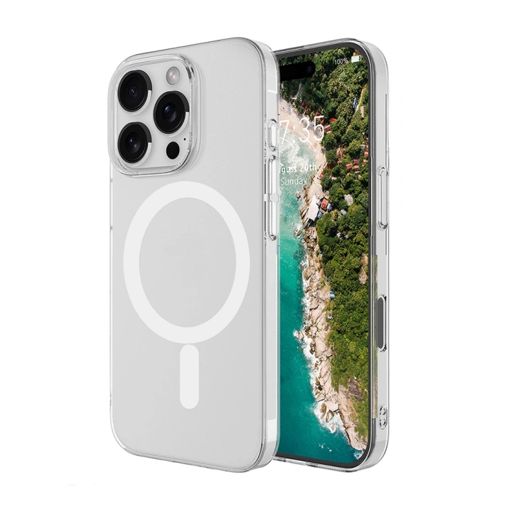 Apple iPhone 16 Pro Max Kamera Korumalı M-Safe Şarj Özellikli Şeffaf Redclick London Silikon Kapak