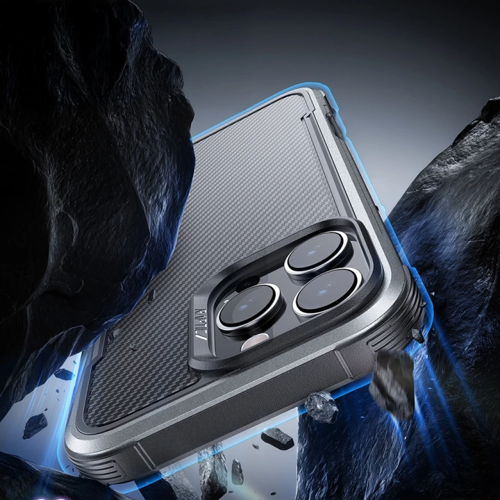 Apple iPhone 16 Pro Max Kılıf M-safe Şarj Özellikli Airbagli Raptic Apex Serisi Karbon Fiber Tasarımlı Kapak