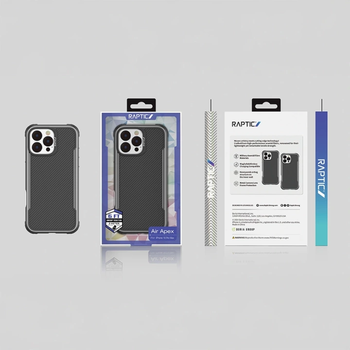 Apple iPhone 16 Pro Max Kılıf M-safe Şarj Özellikli Airbagli Raptic Apex Serisi Karbon Fiber Tasarımlı Kapak