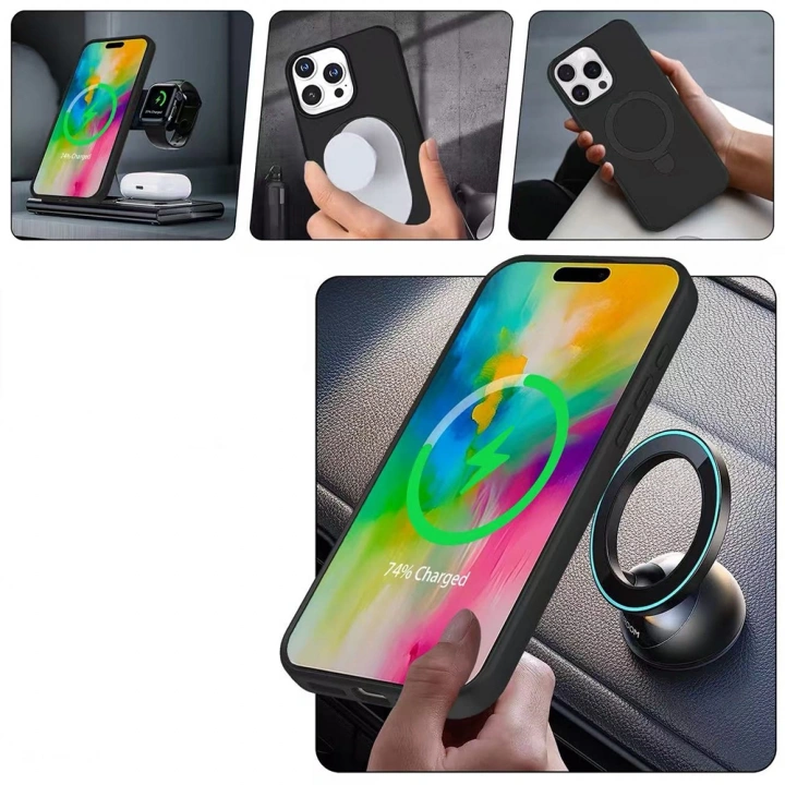 Apple iPhone 16 Pro Max Kılıf M-safe Şarj Özellikli Standlı Redclick Samara Kapak