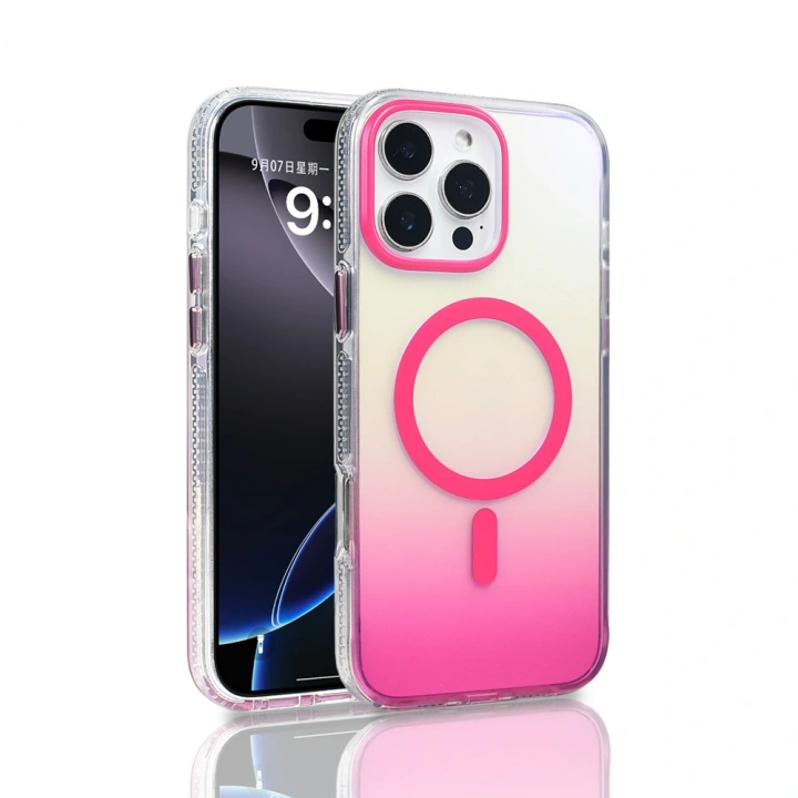 Apple iPhone 16 Pro Max Kılıf M-safe Şarj Özellikli Transparan Renk Geçişli Redclick Toros Kapak