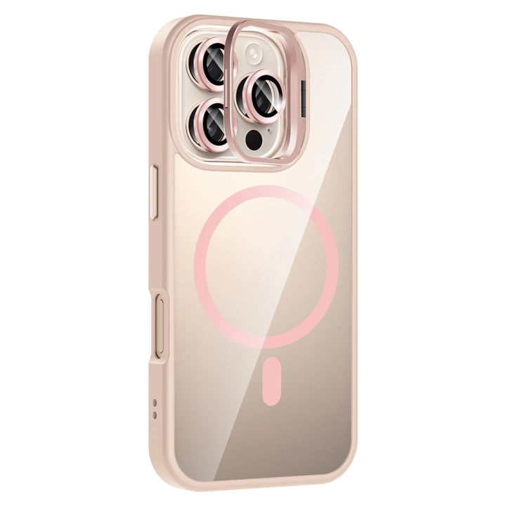 Apple iPhone 16 Pro Max Kılıf Standlı ve Kamera Lens Hediyeli M-Safe Şarj Özellikli Redclick Etro Kapak