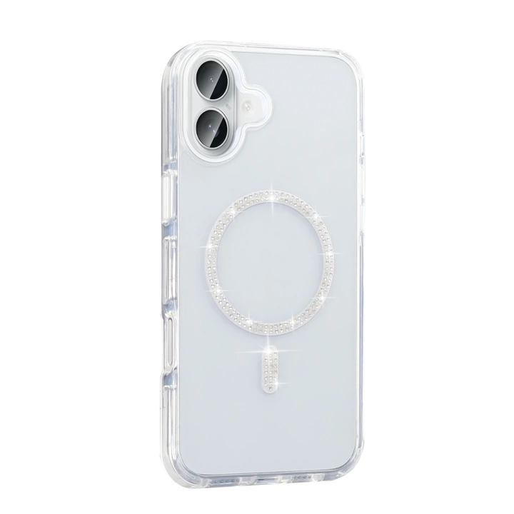 Apple iPhone 16 Pro Max Kılıf Taşlı Tasarım M-safe Şarj Özellikli Redclick Koment Silikon Kapak