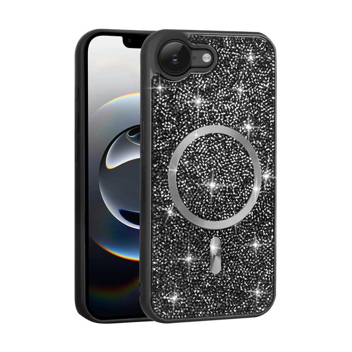 Apple iPhone 16E Kılıf Pırlanta Tasarımlı M-safe Şarj Özellikli Redclick Mozaik Silikon Kapak
