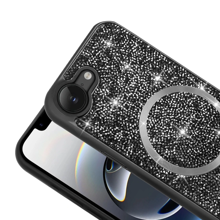 Apple iPhone 16E Kılıf Pırlanta Tasarımlı M-safe Şarj Özellikli Redclick Mozaik Silikon Kapak