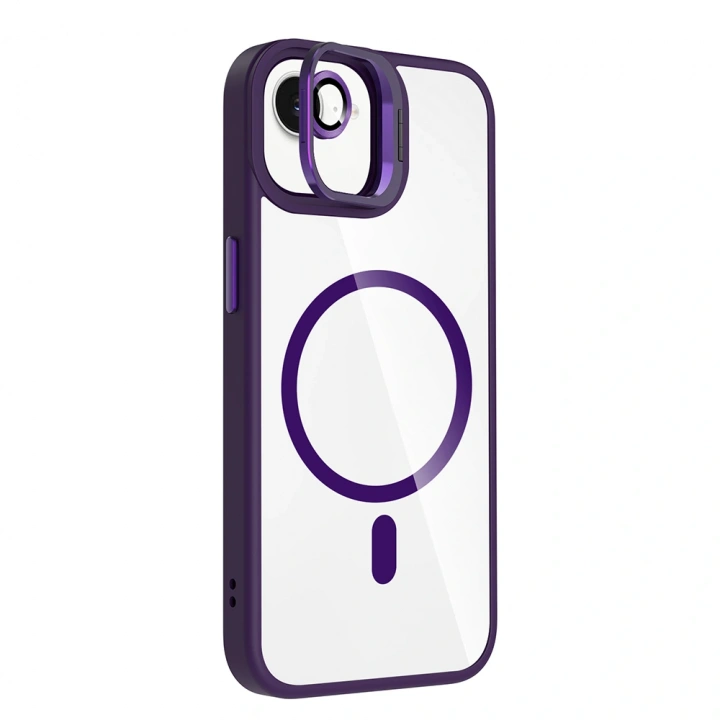 Apple iPhone 16E Kılıf Standlı ve Kamera Lens Hediyeli M-Safe Şarj Özellikli Redclick Etro Kapak