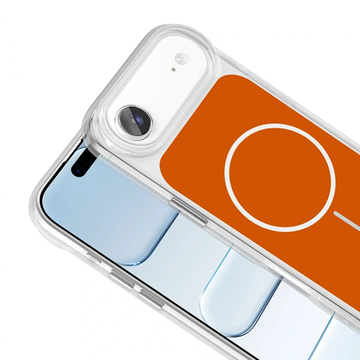 Apple iPhone 17 Air Kılıf M-Safe Şarj Özellikli Metal Buton Tasarımlı Redclick İkonik Sert Silikon Kapak