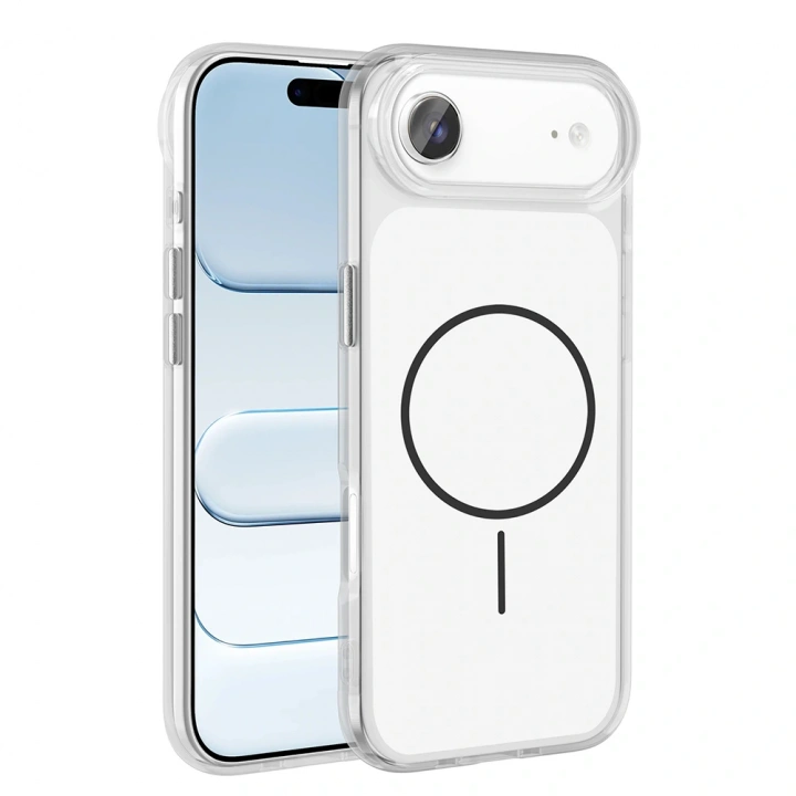 Apple iPhone 17 Air Kılıf M-Safe Şarj Özellikli Metal Buton Tasarımlı Redclick İkonik Sert Silikon Kapak