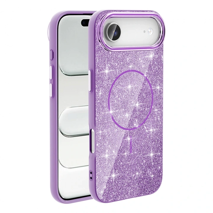 Apple iPhone 17 Air Kılıf M-safe Şarj Özellikli Parlayan Simli Redclick Okso Kapak