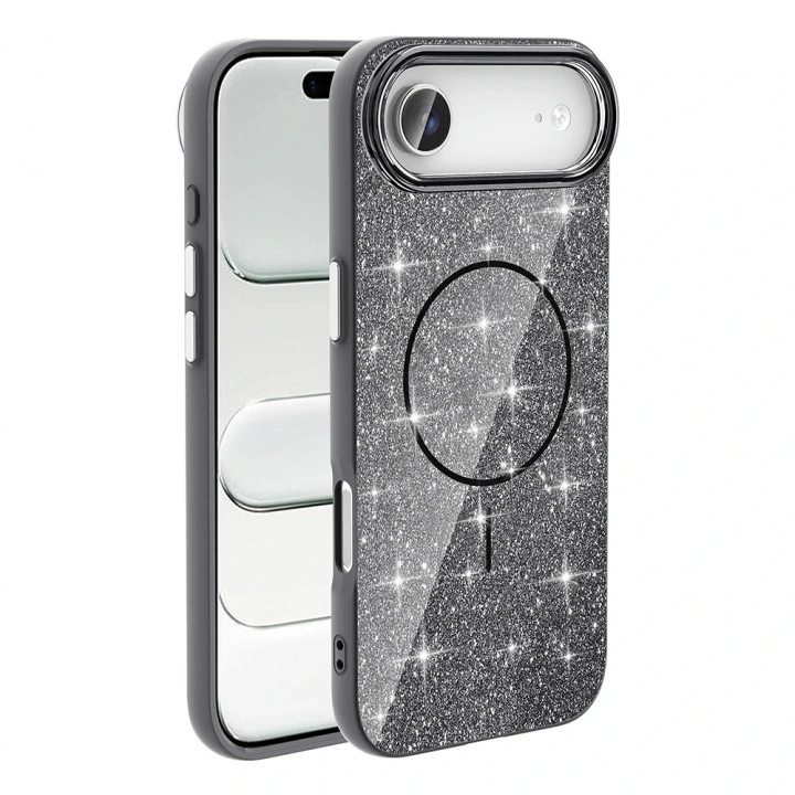 Apple iPhone 17 Air Kılıf M-safe Şarj Özellikli Parlayan Simli Redclick Okso Kapak