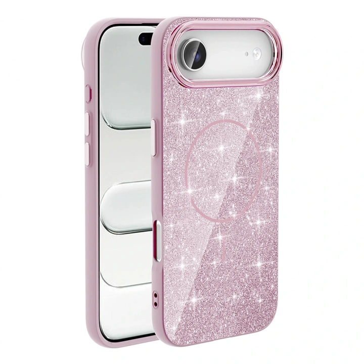 Apple iPhone 17 Air Kılıf M-safe Şarj Özellikli Parlayan Simli Redclick Okso Kapak