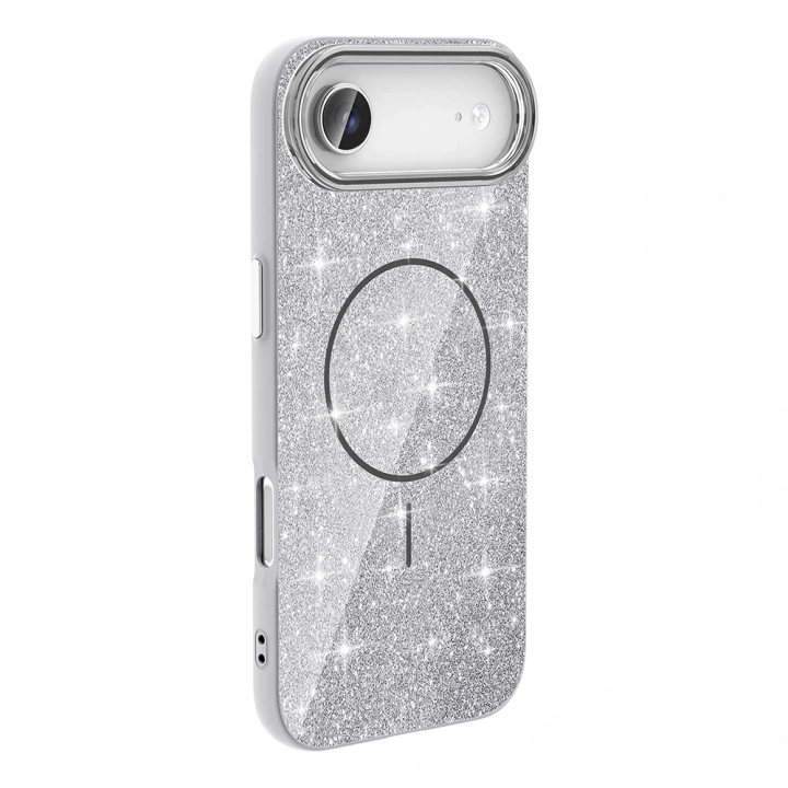 Apple iPhone 17 Air Kılıf M-safe Şarj Özellikli Parlayan Simli Redclick Okso Kapak