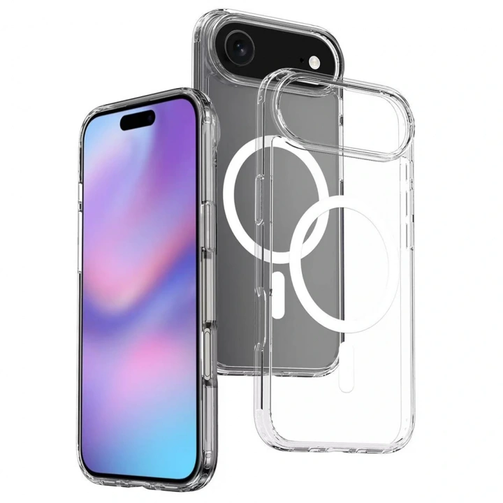 Apple iPhone 17 Air Kılıf M-safe Şarj Özellikli Şeffaf Sert PC Redclick Embos Kapak