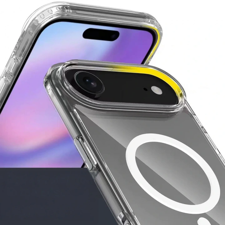 Apple iPhone 17 Air Kılıf M-safe Şarj Özellikli Şeffaf Sert PC Redclick Embos Kapak