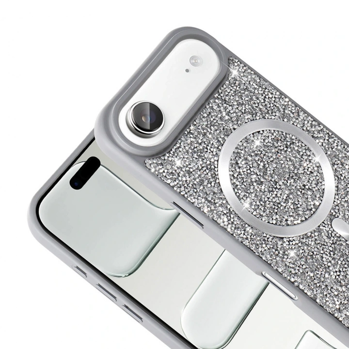 Apple iPhone 17 Air Kılıf Pırlanta Tasarımlı M-safe Şarj Özellikli Redclick Mozaik Silikon Kapak