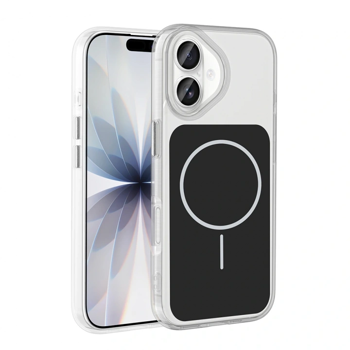 Apple iPhone 17 Kılıf M-Safe Şarj Özellikli Metal Buton Tasarımlı Redclick İkonik Sert Silikon Kapak