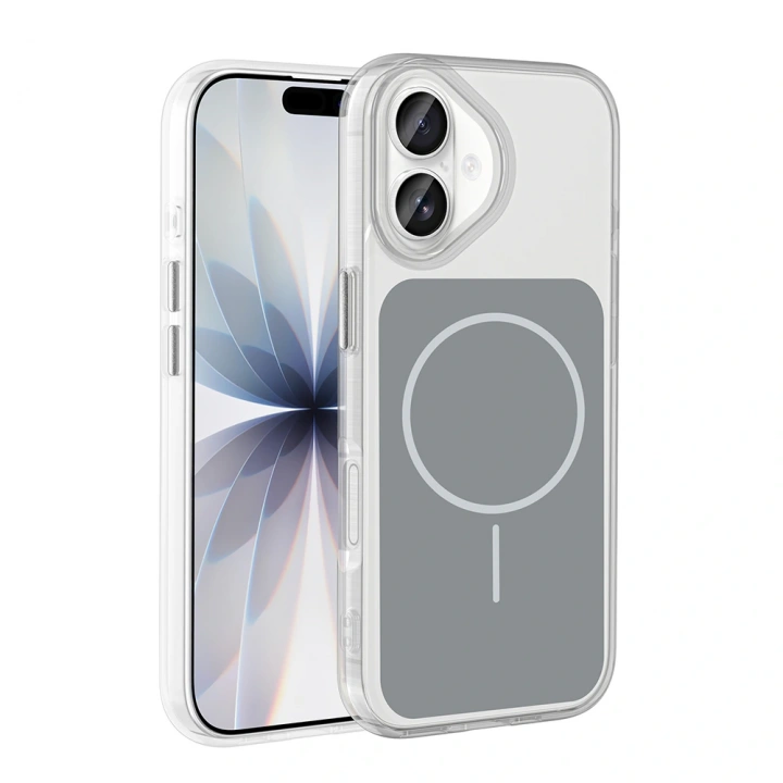 Apple iPhone 17 Kılıf M-Safe Şarj Özellikli Metal Buton Tasarımlı Redclick İkonik Sert Silikon Kapak