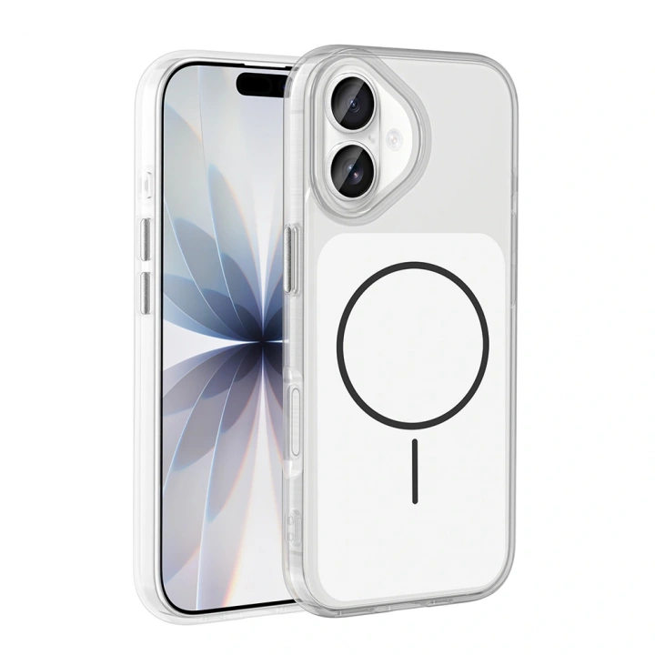 Apple iPhone 17 Kılıf M-Safe Şarj Özellikli Metal Buton Tasarımlı Redclick İkonik Sert Silikon Kapak