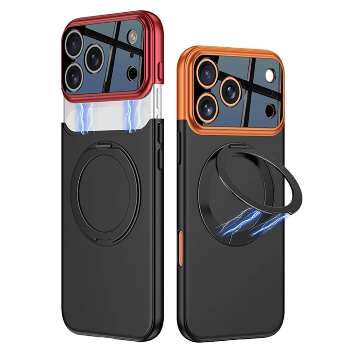 Apple iPhone 17 Pro Kılıf M-safe Şarj Özellikli 360 Derece Standlı Çift Parçalı Redclick Torino Kapak