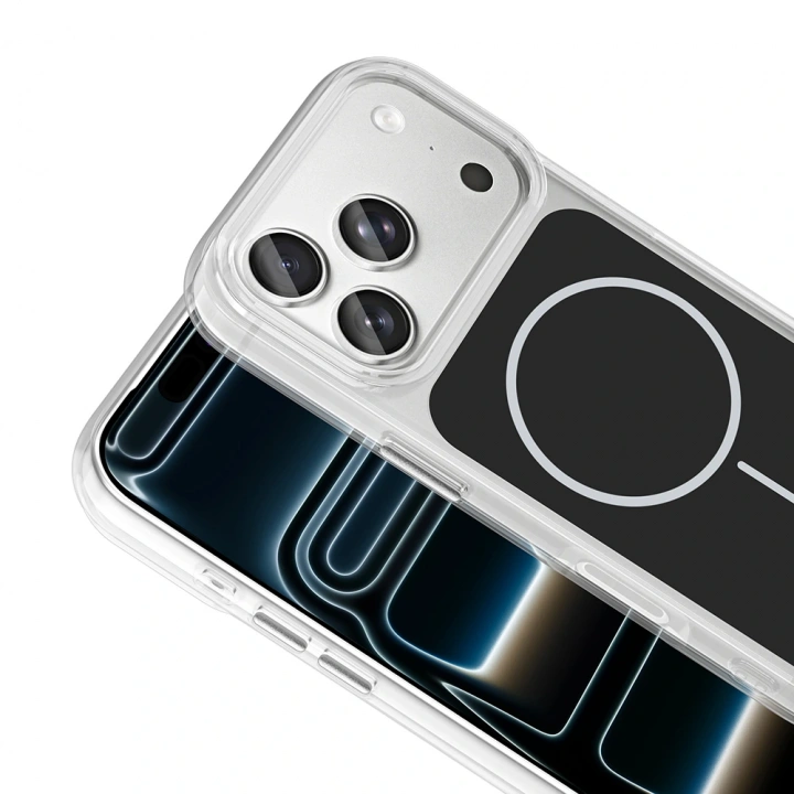 Apple iPhone 17 Pro Kılıf M-Safe Şarj Özellikli Metal Buton Tasarımlı Redclick İkonik Sert Silikon Kapak