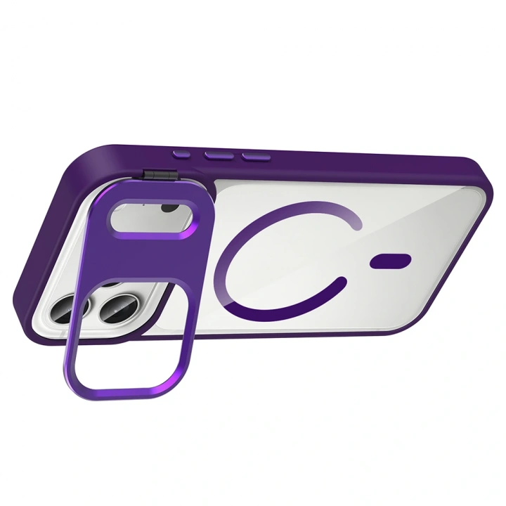 Apple iPhone 17 Pro Kılıf Standlı ve Kamera Lens Hediyeli M-Safe Şarj Özellikli Redclick Etro Kapak
