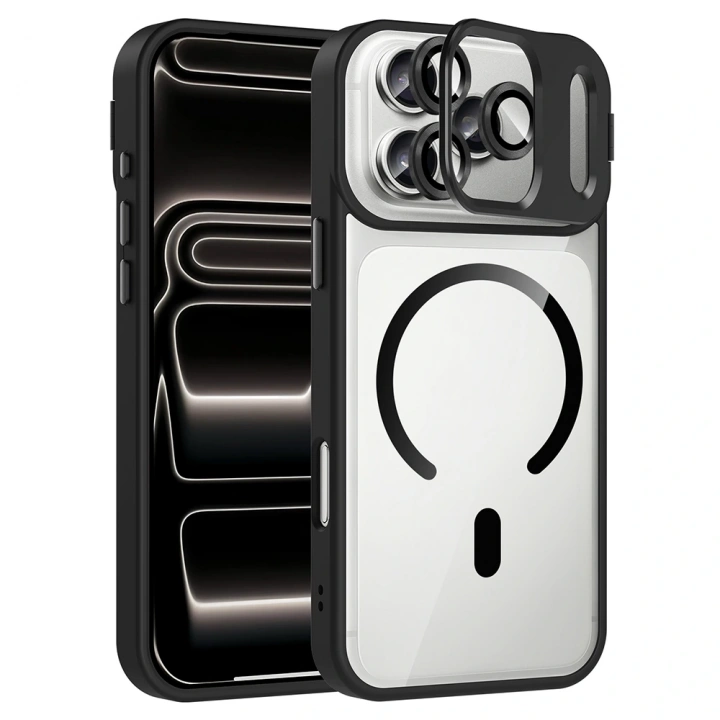 Apple iPhone 17 Pro Kılıf Standlı ve Kamera Lens Hediyeli M-Safe Şarj Özellikli Redclick Etro Kapak
