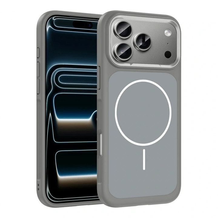 Apple iPhone 17 Pro Max Kılıf M-Safe Şarj Özellikli Metal Kamera Çerçeveli Redclick Sanremo Silikon Kapak