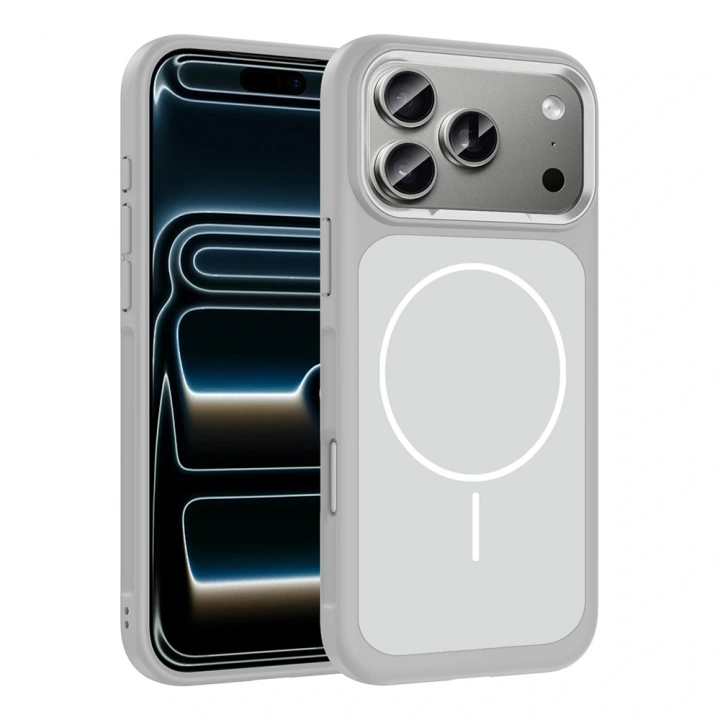 Apple iPhone 17 Pro Max Kılıf M-Safe Şarj Özellikli Metal Kamera Çerçeveli Redclick Sanremo Silikon Kapak