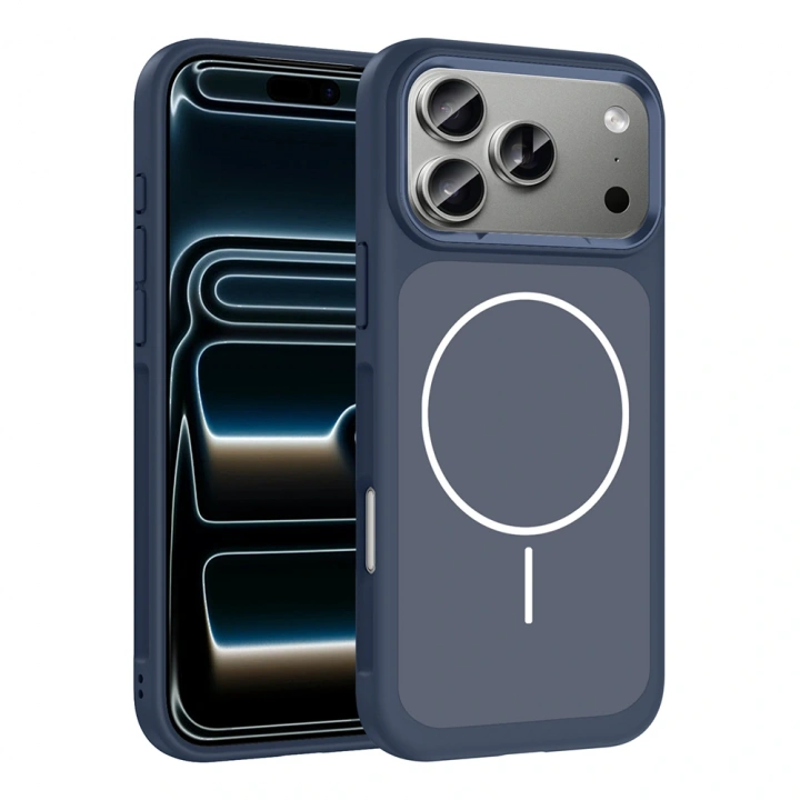 Apple iPhone 17 Pro Max Kılıf M-Safe Şarj Özellikli Metal Kamera Çerçeveli Redclick Sanremo Silikon Kapak