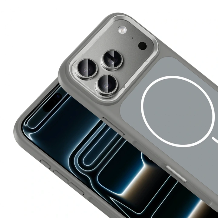 Apple iPhone 17 Pro Max Kılıf M-Safe Şarj Özellikli Metal Kamera Çerçeveli Redclick Sanremo Silikon Kapak