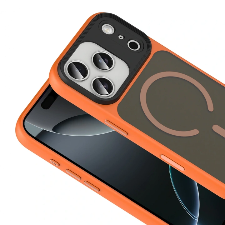 Apple iPhone 17 Pro Max Kılıf Mat Arka Yüzey Wireless Şarj Özellikli Redclick Flet M-safe Kapak