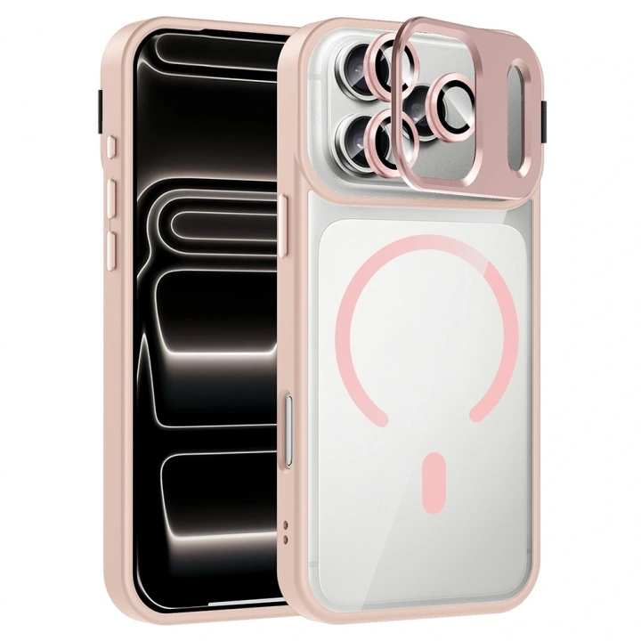 Apple iPhone 17 Pro Max Kılıf Standlı ve Kamera Lens Hediyeli M-Safe Şarj Özellikli Redclick Etro Kapak