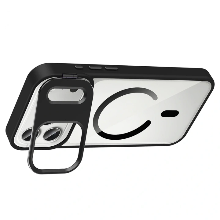 Apple iPhone 17 Pro Max Kılıf Standlı ve Kamera Lens Hediyeli M-Safe Şarj Özellikli Redclick Etro Kapak