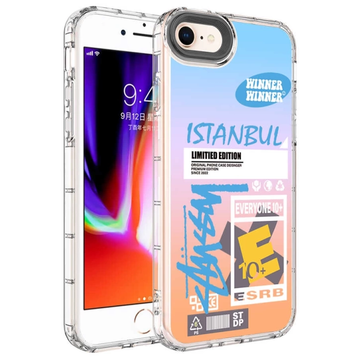 Apple İphone Se 2020 Kılıf Kamera Korumalı Renkli Desenli Sert Silikon Redclick Korn Kapak