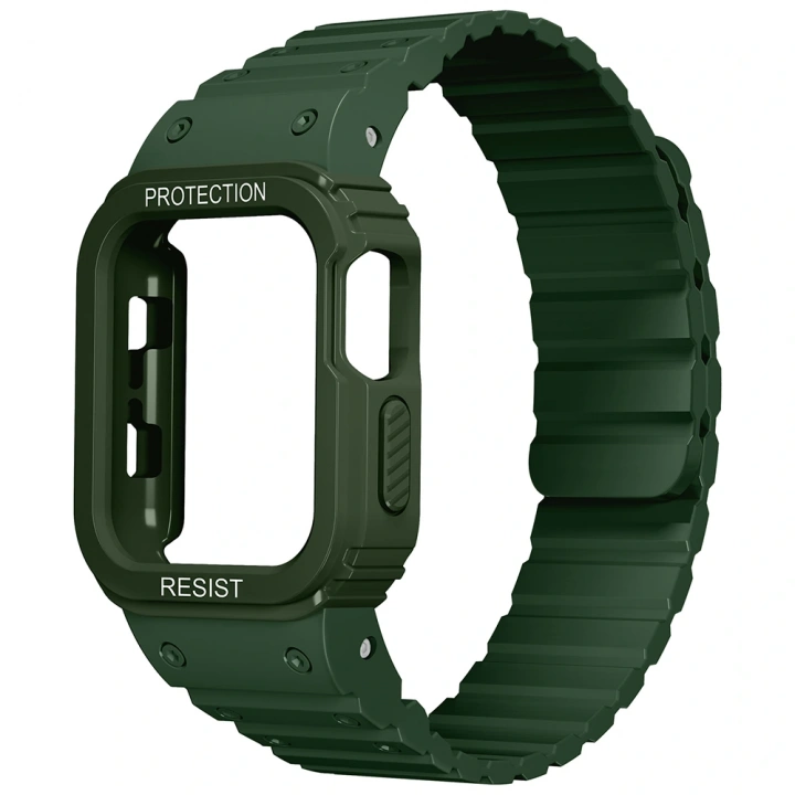 Apple Watch 10 46mm KRD-142 Airbag Tasarımlı Kasa Koruyuculu Silikon Kordon