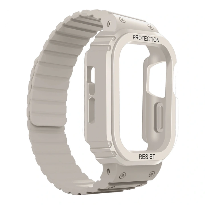 Apple Watch 10 46mm KRD-142 Airbag Tasarımlı Kasa Koruyuculu Silikon Kordon