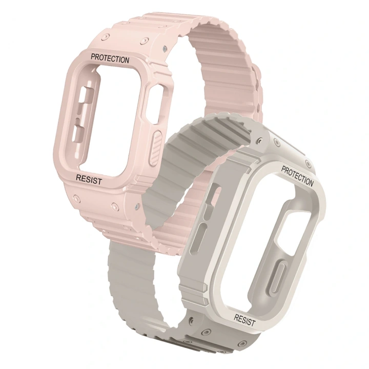 Apple Watch 10 46mm KRD-142 Airbag Tasarımlı Kasa Koruyuculu Silikon Kordon