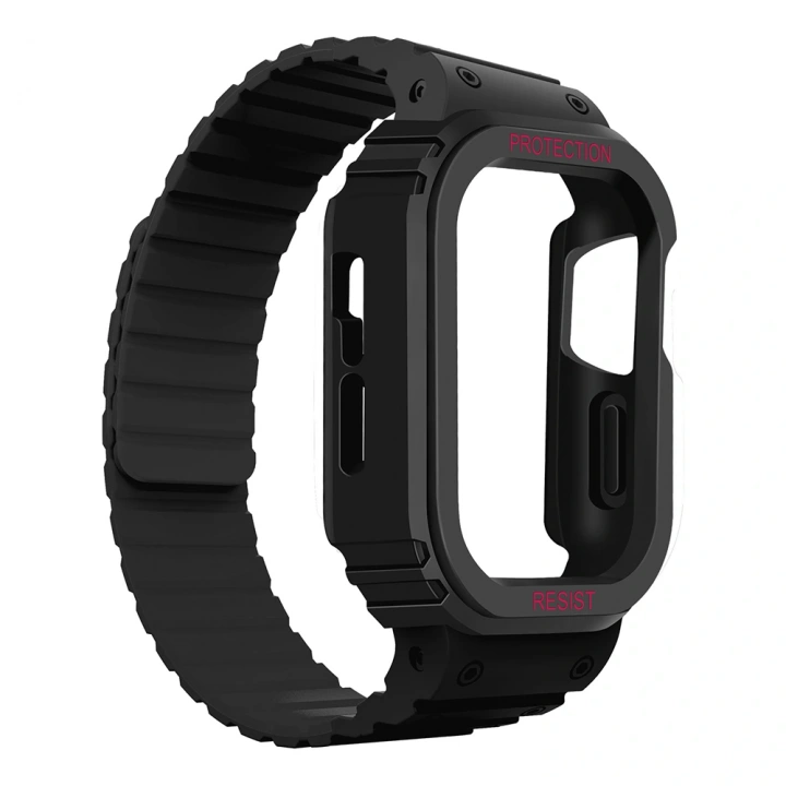 Apple Watch 10 46mm KRD-142 Airbag Tasarımlı Kasa Koruyuculu Silikon Kordon
