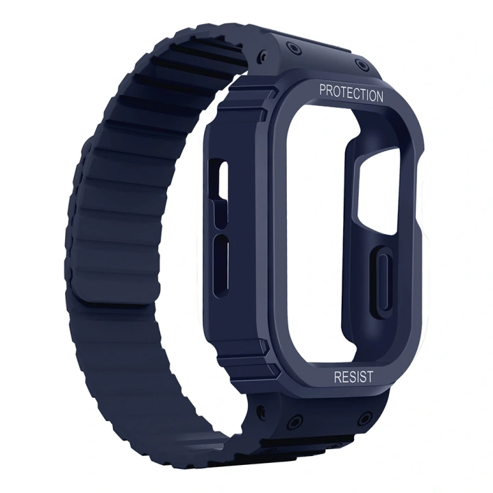 Apple Watch 10 46mm KRD-142 Airbag Tasarımlı Kasa Koruyuculu Silikon Kordon