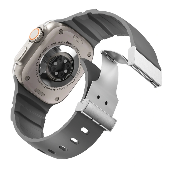 Apple Watch 42mm Redclick KRD-145 Metal Tokalı Silikon Kordon