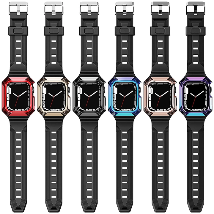 Apple Watch 42mm Redclick KRD-88 Sert PC Kasa Koruyuculu Silikon Kordon