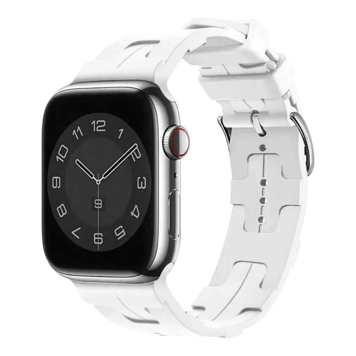 Apple Watch 7 8 38 40 41mm KRD-92 Metal Tokalı Silikon Kordon
