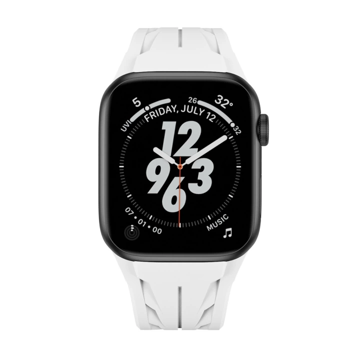 Apple Watch 7 8 SE 45mm KRD-127 Metal Tokalı Uzunluk Ayarlı Silikon Kordon