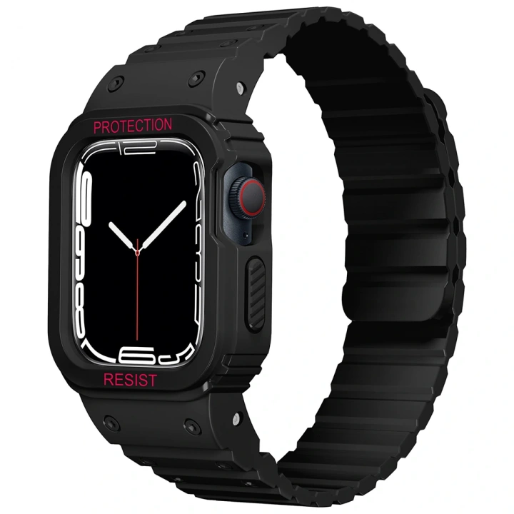 Apple Watch 7 45mm KRD-142 Airbag Tasarımlı Kasa Koruyuculu Silikon Kordon